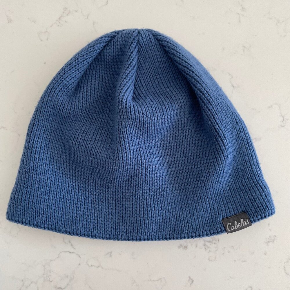 Cabela's Outdoor Cozy 100% Acrylic Knit Toque w Fleece Interior Panel Blue Sz OS